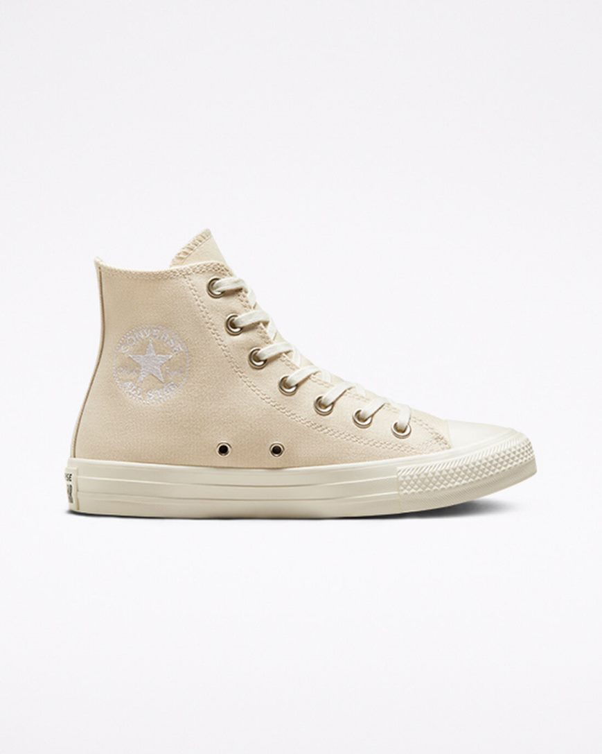 Women\'s Converse Chuck Taylor All Star Embroidered Floral High Top Shoes Beige White | AU 198E6O